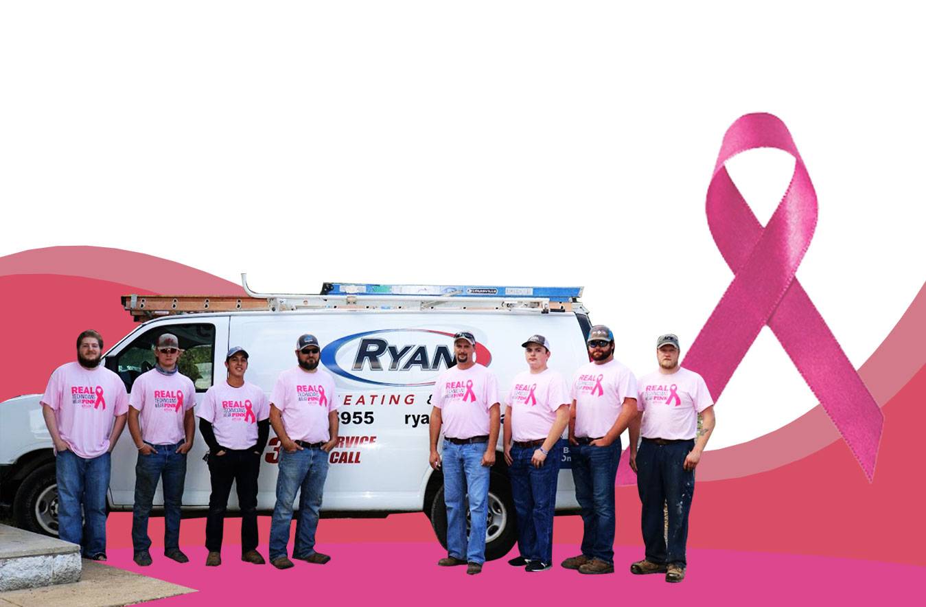 Ryan Heating and Air Team wear pink Chattanooga, TN